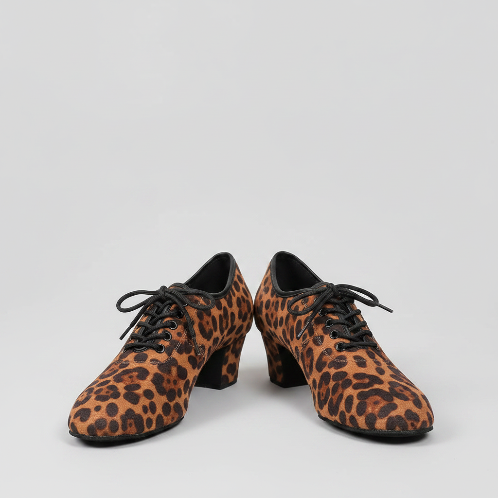 Flex Leopard Print Split Sole Practice Teacher Dance Shoes (Suede Sole)