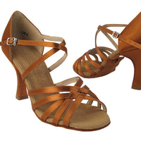 S9216 Copper Tan Satin with 3" Flare Heel in the photo 