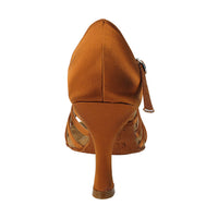 S9216 Copper Tan Satin with 3" Flare Heel in the photo 