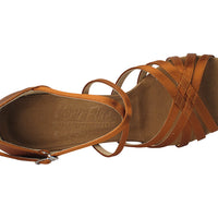 S9216 Copper Tan Satin with 3" Flare Heel in the photo 