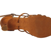 S9216 Copper Tan Satin with 3" Flare Heel in the photo 
