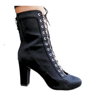 Savashjay - Closed Round Toe Lace Up Ankle Dance Boots (Street Sole)