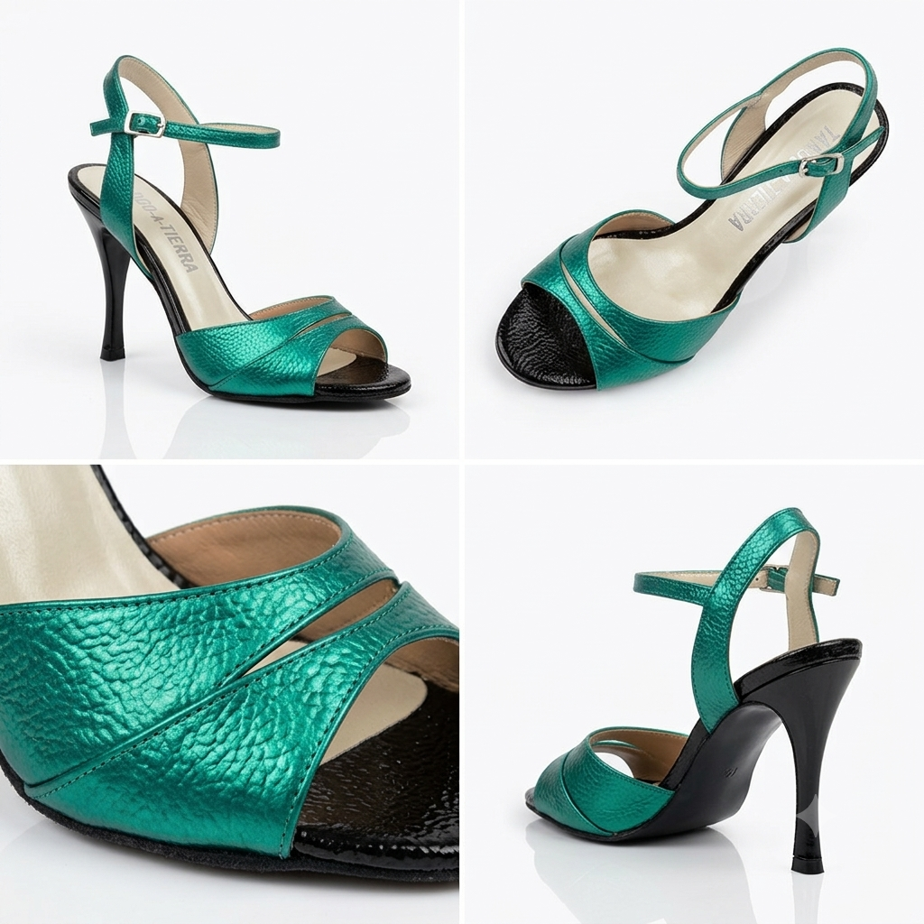 Emerald green leather tango shoes limited