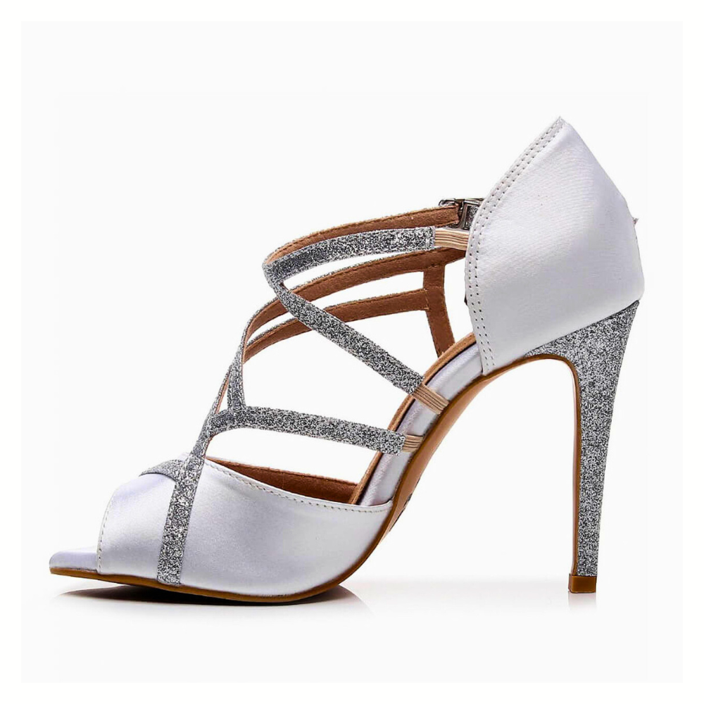 Alejate - Silver Bridal Strappy Latin Dance Shoe (Street Sole)