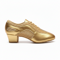 Gold practice dance shoes with 1.5-inch heel