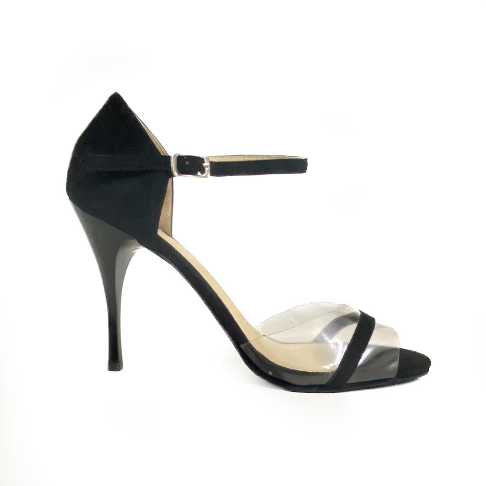 Laila - Acrylic & Black Tango Shoes