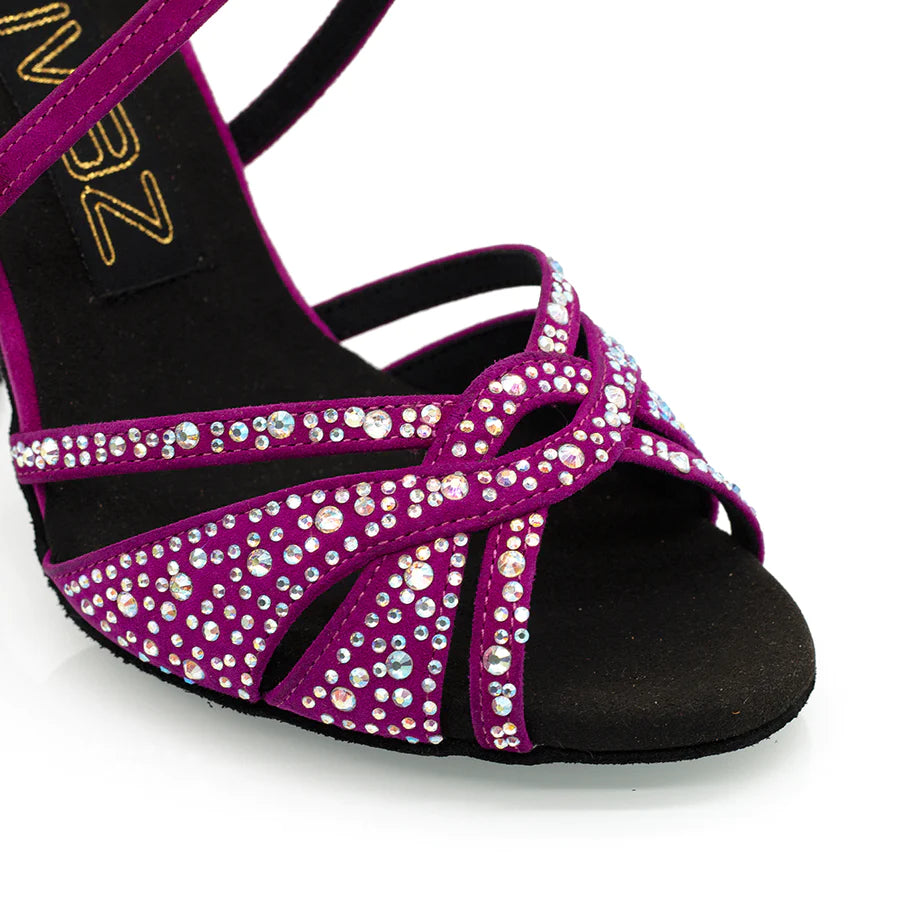 Louella - Fuschia Rhinestone 3.75" Latin and Ballroom Dance Shoes