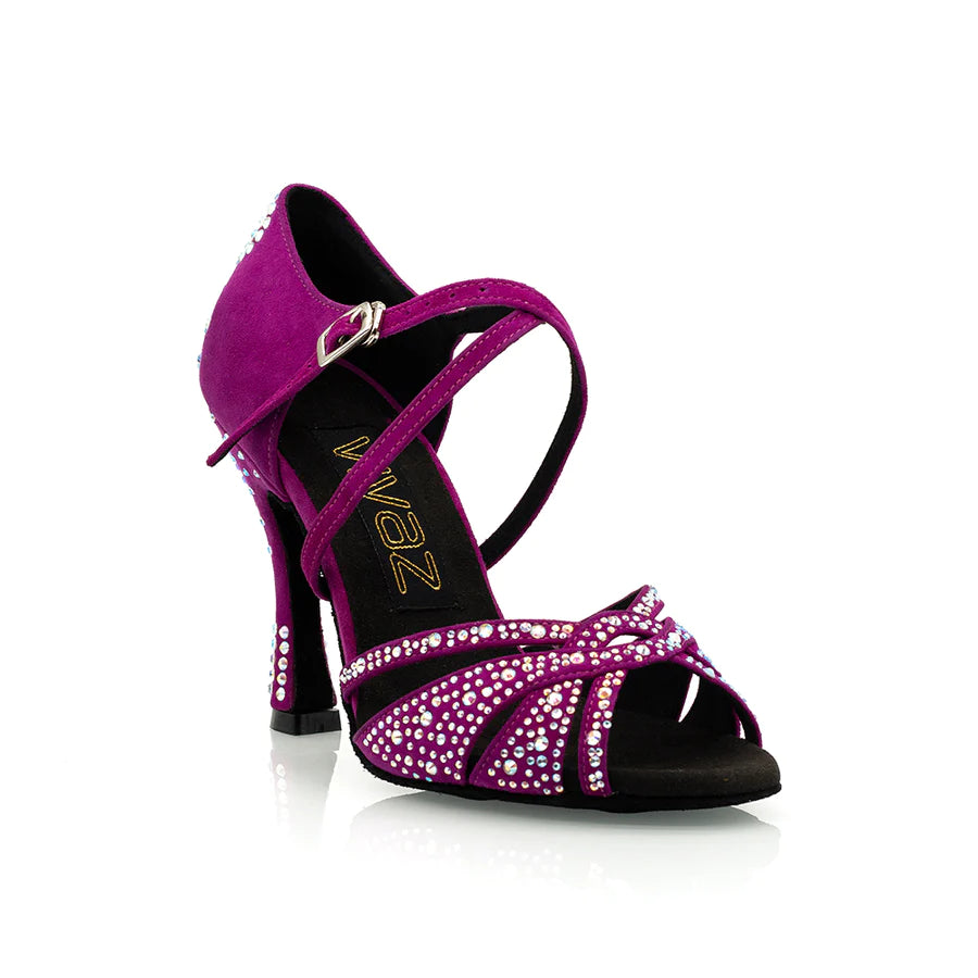 Louella - Fuschia Rhinestone 3.75" Latin and Ballroom Dance Shoes