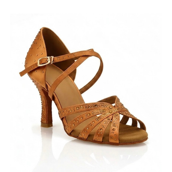 Starry Gold Rhinestone Premier Flexible Salsa Ballroom Latin Dance Shoes