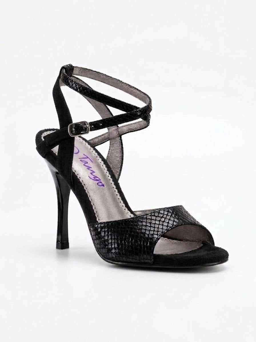 Black Suede and Snake NEO Argentine Tango Shoes