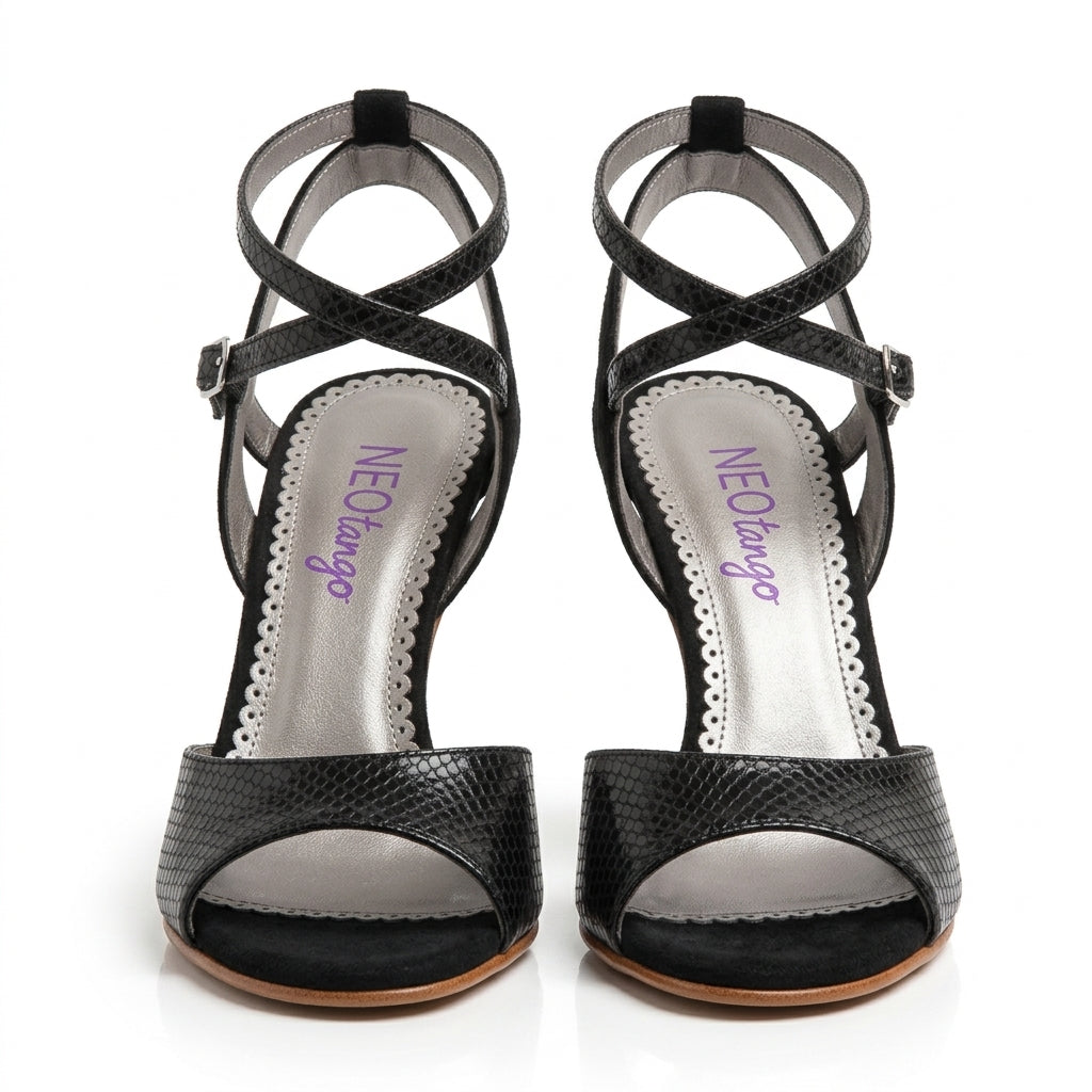 Black Suede and Snake NEO Argentine Tango Shoes