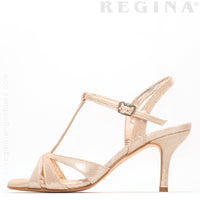 Olivia - Shimmery Champagne Tango Shoes Leather Sole