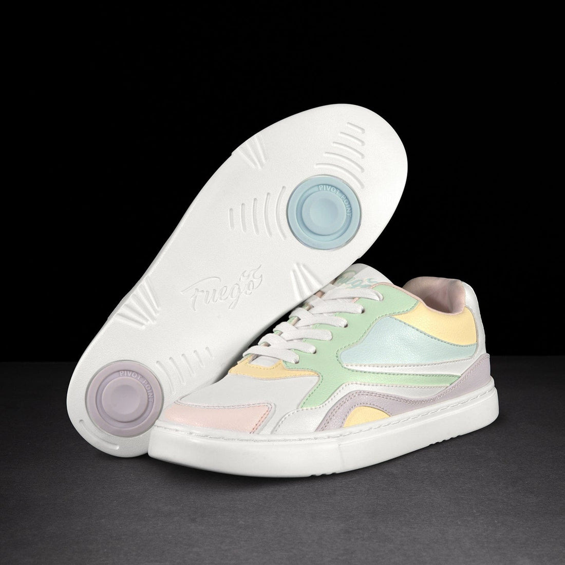 Pastel low-top Fuego dance shoes with silver flame detail