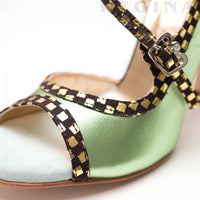 Pigalle - Teal Laminate Black Suede and Gold Dance Shoes