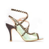 Pigalle - Teal Laminate Black Suede and Gold Dance Shoes