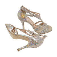 Recoleta Silver Cyber Snake Tango Shoes with leather sole