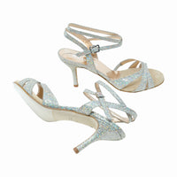 Twins Star - Silver Disco Ball Tango Shoes Leather Sole