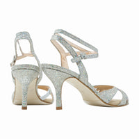 Twins Star - Silver Disco Ball Tango Shoes Leather Sole