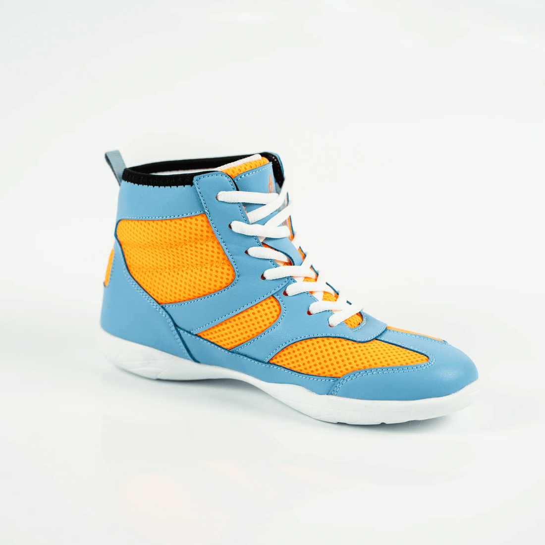 Vigor hi top unisex dance sneaker blue & orange retro