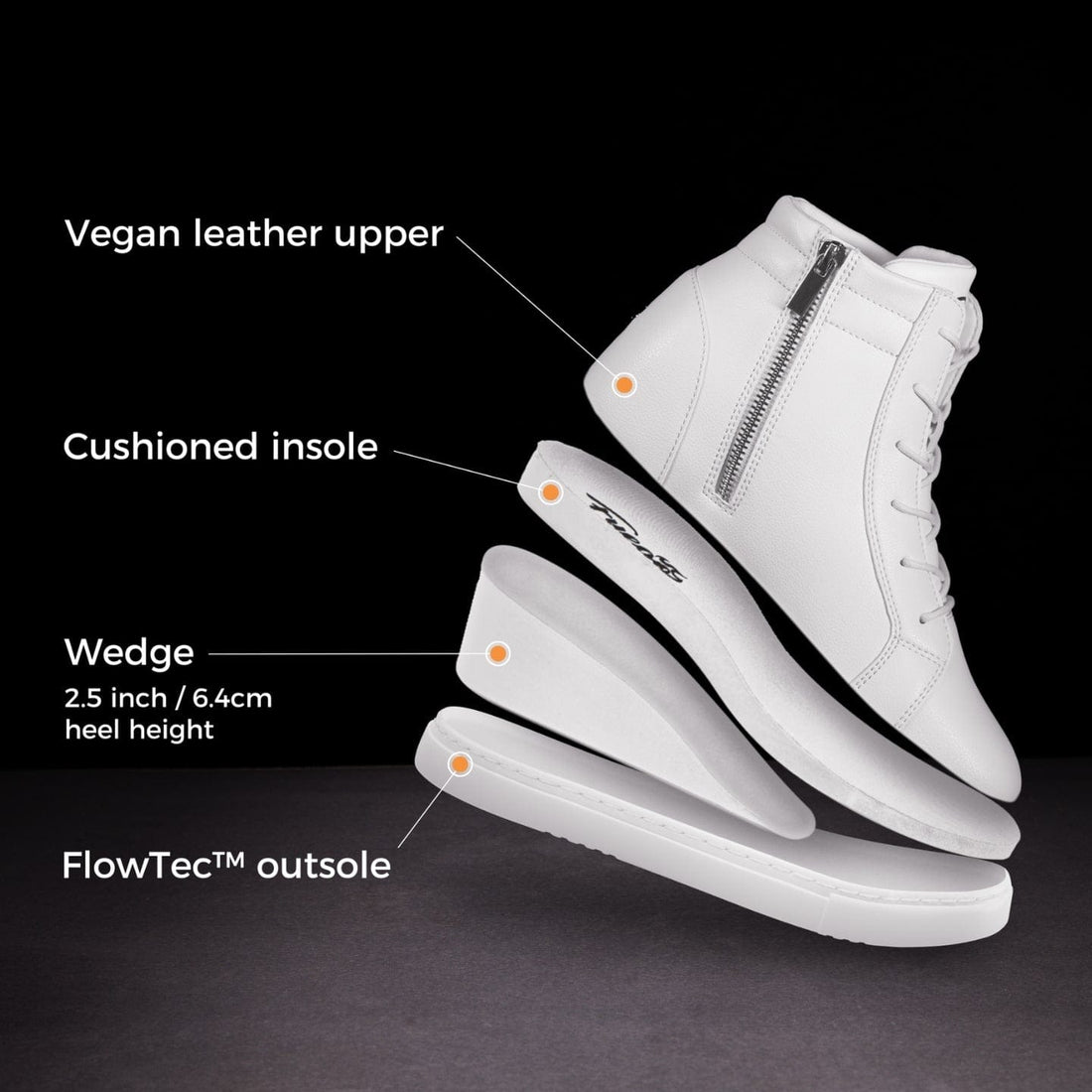 White Fuego dance shoes with wedge heel