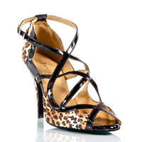 Arlette - Satin with Patent Criss Cross Dance Shoe (Suede Sole)