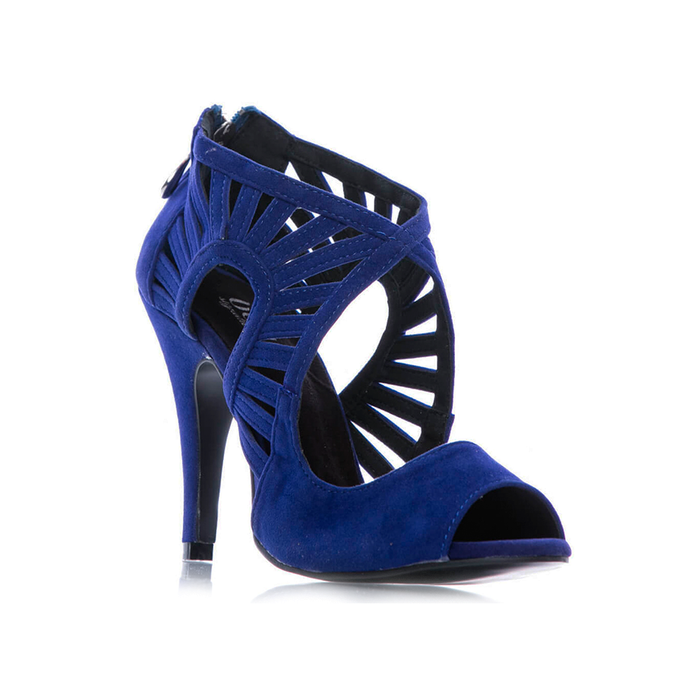 Camila - Faux Suede Open Toe Cutout Stiletto Dance Shoes (Street Sole)