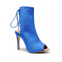 Champion - Blue Suede Open Back Ankle Dance Boots (Street Sole)