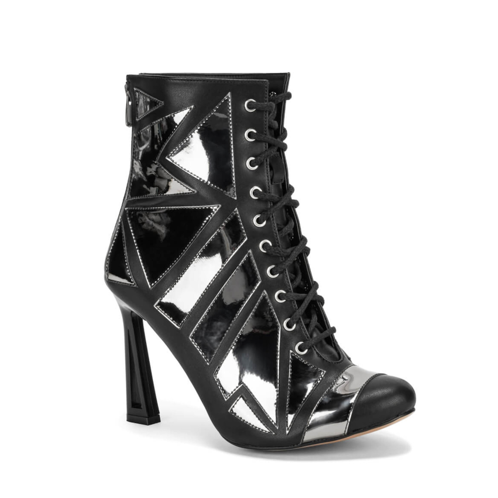 Geo - Vegan Leather Closed Toe Ankle Dance Boots with Geometric Shapes (Street Sole)