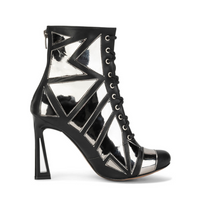 Geo - Vegan Leather Closed Toe Ankle Dance Boots with Geometric Shapes (Street Sole)