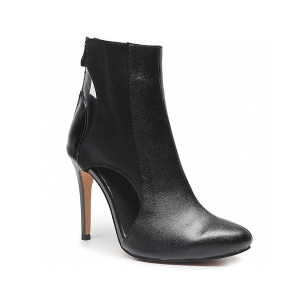 Overcome - Black Closed Toe Vegan Cutout Dance Bootie (Street Sole)