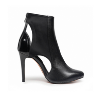 Overcome - Black Closed Toe Vegan Cutout Dance Bootie (Street Sole)