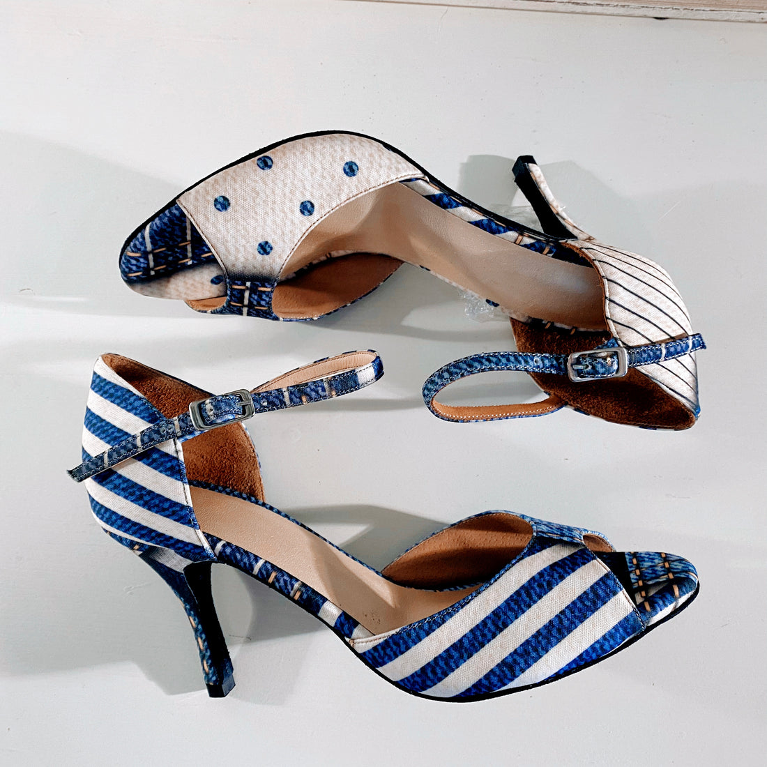 Patcha - Cream & Blues pattern Tango Shoes
