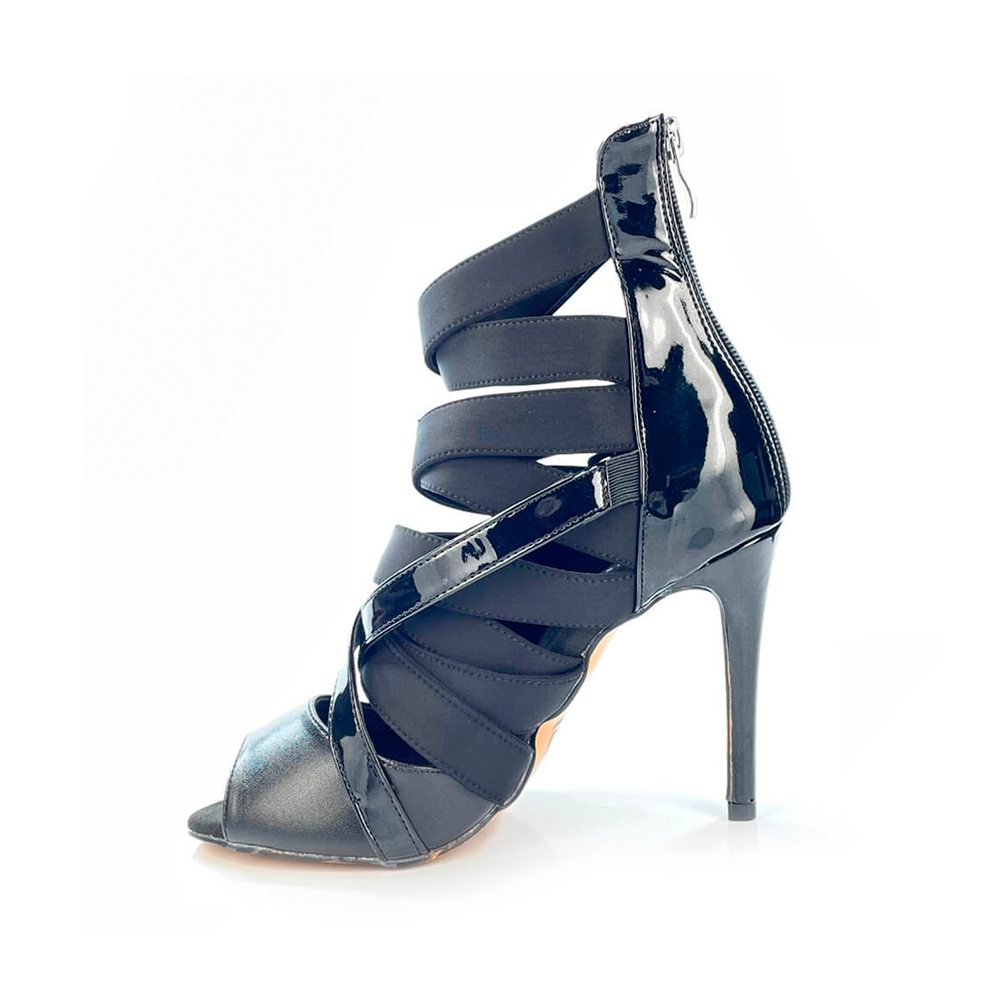 Stay Strapped - By Nicole Kirkland - Patent and Lycra Strappy Dance Shoes (Street Sole)